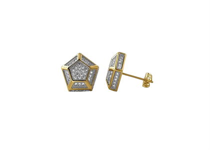 Gold Plated Pentagon Micro Pave Earring